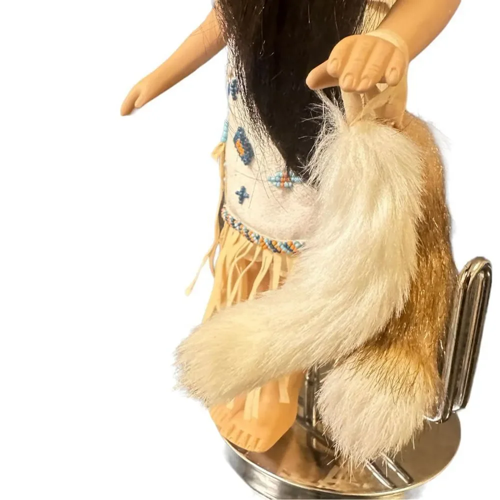 Vintage Native American Porcelain Doll Traditional Dress Fringe and Beads 16 inc - Picture 7 of 15